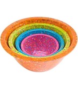 Four (4) Zak Designs Confetti Mixing Bowls ~ Orange ~ Kiwi ~ Turquoise ~... - £58.91 GBP