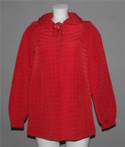 Betsey Johnson Quilted Circles Peter Collar Pan Swing Pleat Back Red Wm&#39;s XS EXC - £64.25 GBP