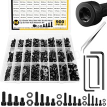 900Pcs M3 M4 M5 M6 Metric Screws Assortment, Grade 12.9 Alloy Steel, Hex... - £25.47 GBP