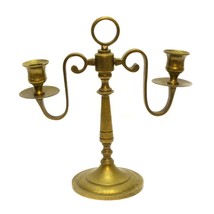 2 Arms Solid Brass Candelabra Candle Holder 9 3/4&quot; height Mid-Century Vi... - $44.52