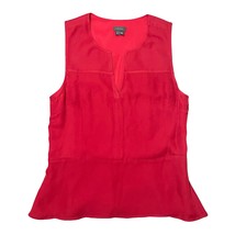 Theory Etia Sleeveless Peplum Top Red Silk Blend Blouse Notched Neckline Small - £30.93 GBP