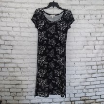 Aeropostale Top Womens Medium Black Floral Side Slit Short Sleeve Long Tunic - £19.44 GBP