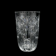 Vintage American Cut Crystal Corp Vase Eleanor Design Pinwheel 8 Point Star 12&quot; - £59.01 GBP