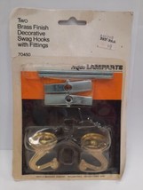 Vintage 1980&#39;s Angelo Brothers Company Two Brass Finish Swag Hooks #70450 NIP - £10.24 GBP