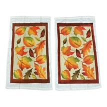 Set of 2 Kohl’s Celebrate Fall Together Autumn Colors Leaf Print Kitchen Towels - £14.69 GBP
