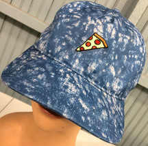 Blue Tie-Dye Pizza Slice Strapback Baseball Hat Cap - £13.81 GBP