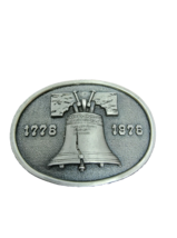 Vintage Bergamot Brass Works Silver Tone  1776 1976 Liberty Bell Belt Buckle B24 - £36.17 GBP