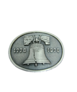 Vintage Bergamot Brass Works Silver Tone  1776 1976 Liberty Bell Belt Bu... - £36.16 GBP