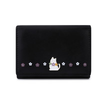 Purse Ladies Premium Leather Small Folding Short Student Instagram Kitte... - $21.00