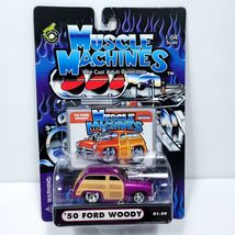 Muscle Machines &#39;50 Ford Woody Wagon Die Cast Purple Car 2001 Funline NEW - $15.98