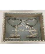 Vintage 25th anniversary a toast to the happy couple glass set white rib... - $369.38 MXN