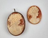 Sterling Cameo Carved Shell Pendant / Brooch Pin Artist Signed w/ Extra ... - $69.29