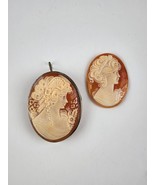 Sterling Cameo Carved Shell Pendant / Brooch Pin Artist Signed w/ Extra ... - £54.33 GBP