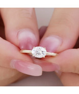 Oval Cut Moissanite Elegant Engagement Ring 925 Silver Solitaire Engagem... - $294.68 CAD