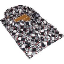 Men 100% Cotton Sport Shirt CIERO MONTERO Turkey Dress/Casual #5055-01 Black/Red image 8