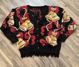 Vtg Traditional Trading Co Hand Knitted Sweater Bells Bows Size Medium C... - $72.38