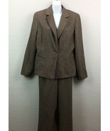 Charter Club Women&#39;s Brown Beige Neutral Pant Suit Set Jacket Coat Offic... - £47.17 GBP