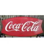 Large 60&quot; Vintage Coca-Cola Metal Fishtail Sign  - £699.86 GBP