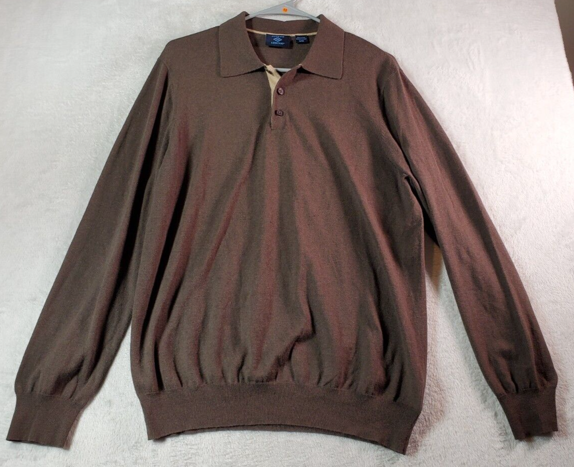 Joseph Abboud Sweatshirt Mens Size Medium Brown Knit Cotton Long Sleeve ... - $15.17