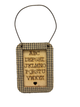 ABC Sampler Wood Wall Hanging Miniature 2.5 In x 3.25 In Country Vintage - £7.40 GBP