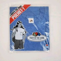 Vintage Fruit of the Loom Pocket T-Shirt Small 34-36 Blue Single Stitch ... - $29.99