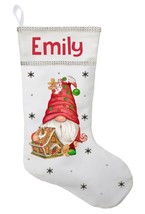 Gnome with Gingerbread House Stocking, Gnome Gingerbread Stocking, Custo... - $38.00