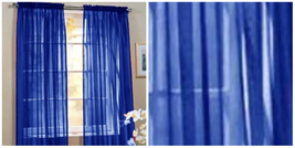 Elegance (2) Curtains Drapes Set 84&quot; Long Rod Pocket Solid - Royal BLue ... - £25.05 GBP