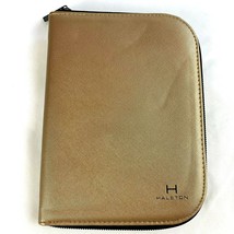 H Halston Jewelry Portfolio Case Travel Organizer Vegan Leather Zip Around Gold - £15.55 GBP