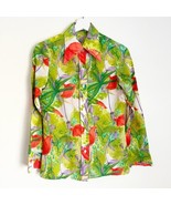 Vintage 1970s Top Blouse Floral Flower Leaves Point Collar Long Sleeve B... - $19.99