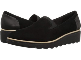 NEW CLARKS BLACK LEATHER COMFORT WEDGE PUMPS SIZE 8.5 M  $95 - £54.91 GBP