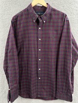 Ralph Lauren Red Navy Plaid Classic Long Sleeve Shirt Green Pony Men’s XL - $20.40