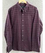Ralph Lauren Red Navy Plaid Classic Long Sleeve Shirt Green Pony Men’s XL - $27.98 CAD