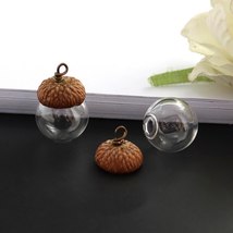 4PCS 12/14/16/18/20/25MM DIY Glass Vial With Natural Acorn Caps Wishing Bottles  - £14.18 GBP