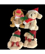 Set 4 Plush 5&quot; Dog Holiday Christmas Ornaments, Stuffed Animals Golden R... - $366.67 MXN