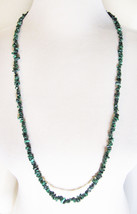 Nice Long Vintage Artisan Green Turquoise Bead Necklace - $29.69