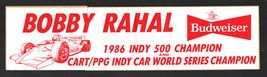 Bobby Rahal Indy 500 &amp; Cart Season Champion Bumper Sticker 1986-unused-Size i... - $29.10