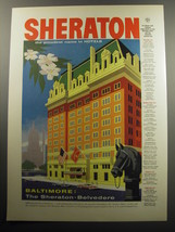 1957 Sheraton Belvedere Hotel Advertisement - Baltimore - £14.53 GBP