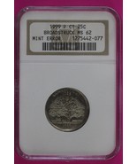 Mint Error Broadstruck 1999 P MS 62 Conecticutt State Quarter NGC Certif... - $99.99