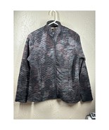 Erin London Black Burgundy High Neck Zip Up Crinkle Fabric Jacket Blouse... - $27.45