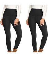Sz M Fleece Lined Black High Waisted Thick Leggings Stretch - $20.00