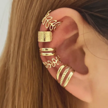 Gold Leaf 5 Piece Wrap Cuff Earring Set Fits One Ear - £9.06 GBP
