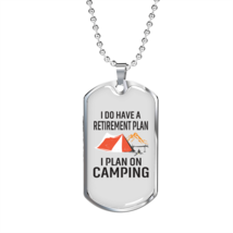 Camper Necklace Plan On Camping Black Necklace Stainless Steel or 18k Gold Dog  - £37.48 GBP+