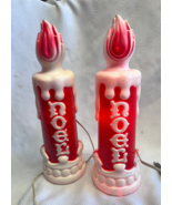 Working Vtg 1970 Empire Plastics Corp Noel Candle Pair Table Top Blow Mold - £31.89 GBP