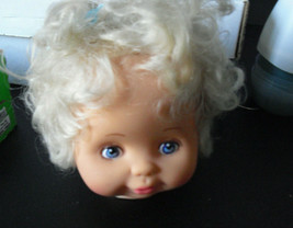 1990 Tyco Plastic Blonde Girl Doll Head Hand Painted Eyes 4 1/4" Tall - $18.81