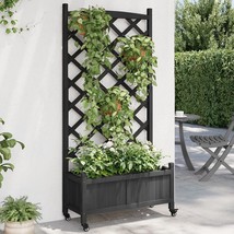  Planter Black Solid fir wood, iron Large Wheels/casters Planter - $4,083.94 MXN