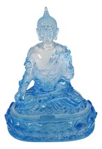 Blue Translucent Akshobhya Medicine Buddha Of Healing and Purity Figurine 5.75&quot;H - £34.37 GBP