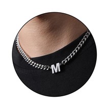 Initial A-Z Cuban Link Chain Necklace for Boys Men - £41.25 GBP