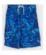 OP boys blue shark print swim trunks bottoms size 10-12 - $20.51 CAD