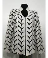 V Neck White Soft Genuine Leather Leaf Jacket Womens All Sizes Zipper Sh... - £176.44 GBP