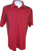 PGA TOUR Men Shirt golf POLO pit to pit 23 sz L red black polyester sport  - £11.75 GBP